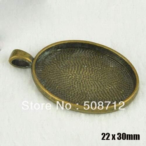 Free ship!! 100pcs/lot 22 x30mm ancient bronze oval trays vintage pendant zipper pendant base/pendant Settings