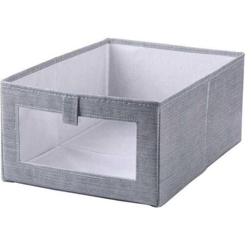 Large Wardrobe Storage Basket Fabric Storage Box Household Clothing Organizer Bin Foldable Storage Cube with Clear Window