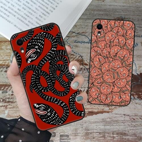 For iPhone 11 12 8 Plus Mini Pro X XR XS Max 4 5 7 6 6S 8 SE Phone Case Black Cover Bumper Art illustration polly nor