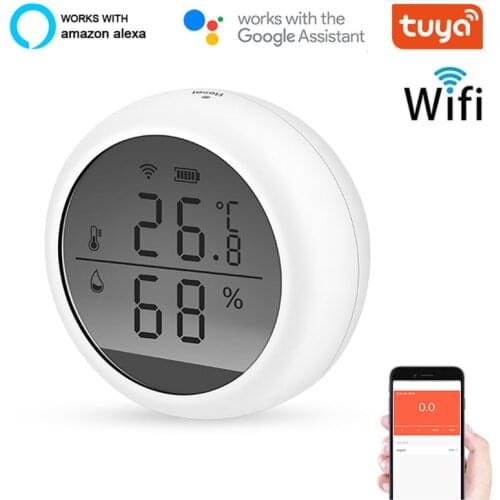 Tuya WIFI Smart Home Temperature And Humidity Abnormal Sensor With LED Screen Works With Tuya App Alexa Assistant Google Home