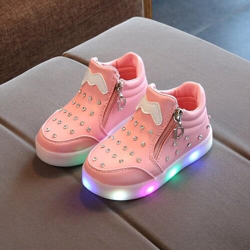 Childrens 2021 LED Children Luminous Shoes Mesh Breathable Boys Girls Kids Sports Shoes casual Lighted Glowing Casual sneaker