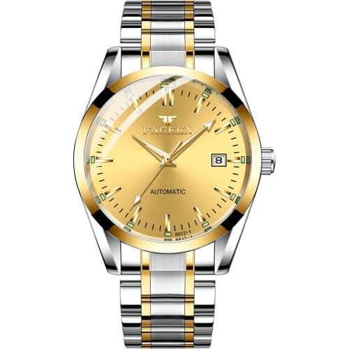 FNGEEN 6612 Male Clock Luminous Men Automatic Mechanical Watches Stainless Steel Strap Mens Watches Luxury Wristwatch
