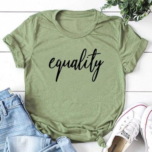 Equality Plus Size Women T-shirt Christian Jesus Shirt Fashion Letter Print Cotton Female Clothing O Neck Short Sleeve Top Tees