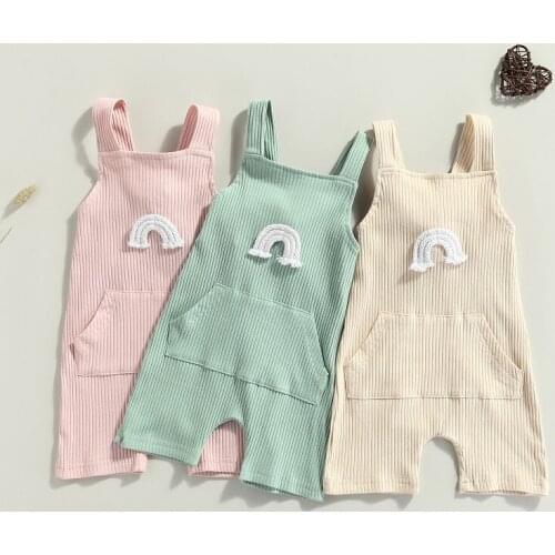 0-24M Cute Newborn Baby Boy Girl Sleeveless Backless Rainbow Cotton Romper Jumpsuit Playsuit Outfits Summer Clothes