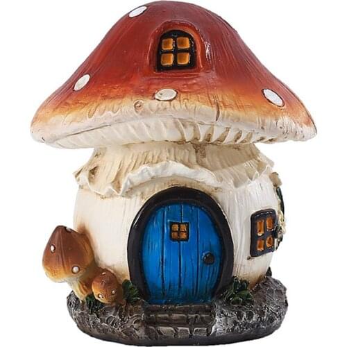 DIY Art Resin Fairy Garden Craft Decoration Miniature Micro Gnome Terrarium House Mushroom Resin Sculpture Castle Gift