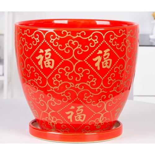 Chinese Style Flower Pot Ceramic Succulent Potted Simple Desktop Home Chlorophytum Green Bonsai Pots Decoration