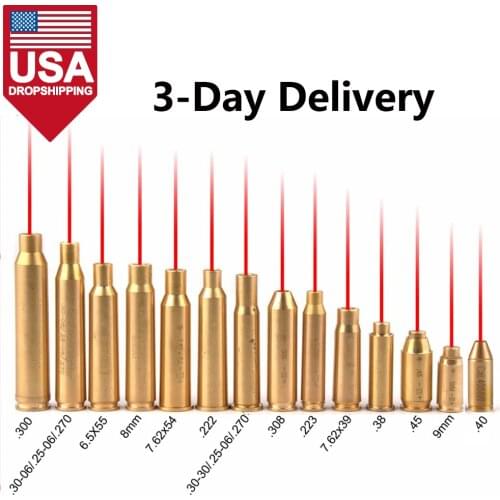 US Red Dot Laser Bore Sight Caliber Cartridge Laser Pointer Sight Collimator Gun Accessory for Hunting