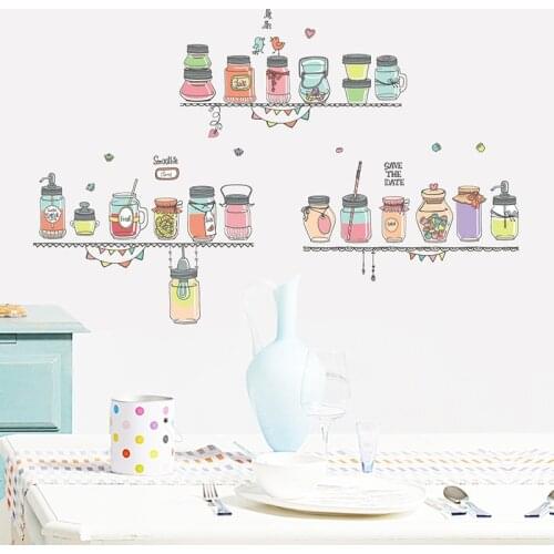 Creative Fruit Juice Bottle Candy Jar Wall Sticker Kitchen Cupboard Decoration DIY Vinyl Home Decor Removable Mural Decals