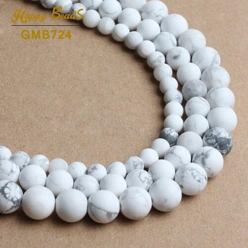 Natural Dull polish Matte White Turquoises Howlite Round Loose Spacer Beads For Jewelry Making 4/6/8/10mm DIY Beaded Bracelets