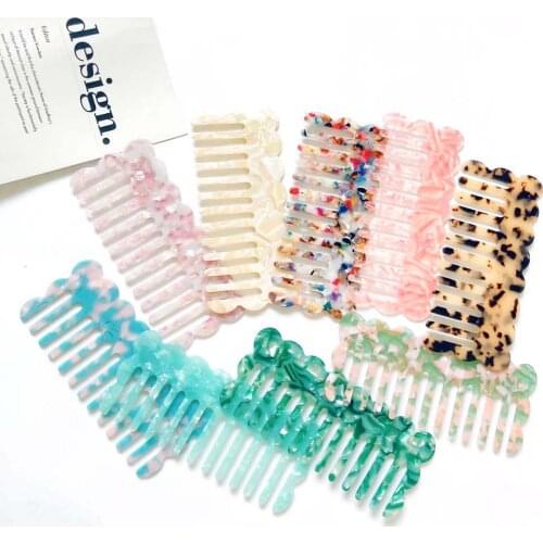 Fashion Wave Leopard Pattern Hairdressing Comb Cellulose Acetate Wide Tooth Pocket Hair Comb Exquisite Hairdressing Tools