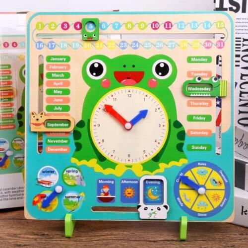 Montessori Weather calendar clock Wooden Toys Calendar Clock Time Cognition Preschool Educational Teaching Aids Toy For Children