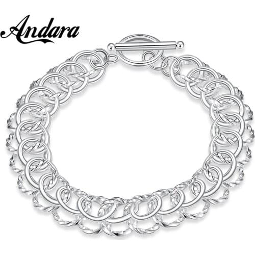 925 Sterling Silver Fashion Bracelet Circle Exaggerated Silver Bracelet Men & Women Jewelry Gifts
