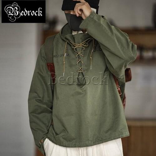 Bedrock Retro navy deck suit spring and winter Hoodie sweatshirt Ami khaki military wind army green pullover men