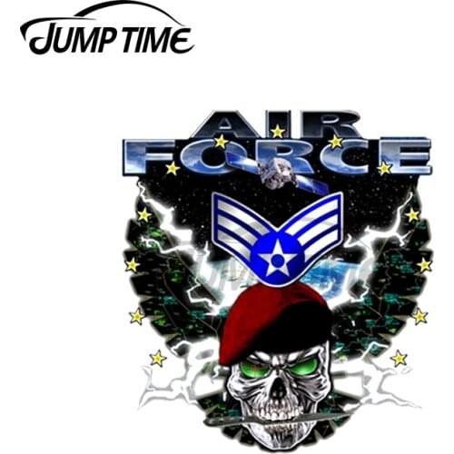 Jump Time 13 x 12cm For Air Force Skull Decal Laptop RV Car Sticker Windows Occlusion Scratch Personality Car Styling