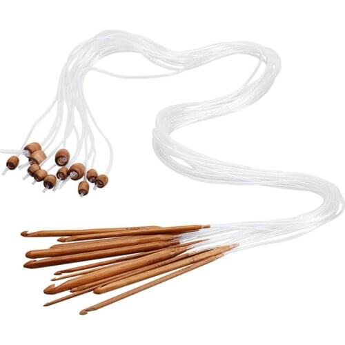 New 12pcs 12 sizes 120cm Afghan Tunisian Carbonized Bamboo Needle Crochet Hooks Professional Weaving Needle Knit Set