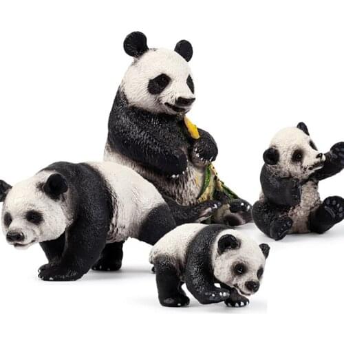 Solid Panda Family Animal Figure Collectible Toys Wild Animal Action Figures Kids Plastic Toys