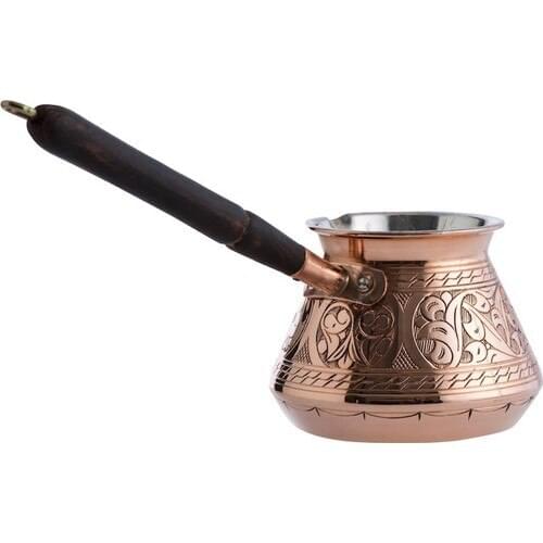 Authentic copper thick Turkish coffee cezvesi and creamer fully e Work intra- pewter turkish handmade ethnic traditional tableware