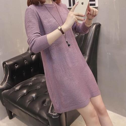 Autumn winter sweater women knitted dress warm O-Neck sexy loose pregnant maxi plus size 4xl female ladies long sweaters