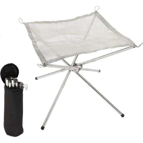 Outdoor Portable Fire Rack Folding Table Grill Stainless Grid Wood Camping Heating Steel Light Super Point Stove Stove Char U0Q3