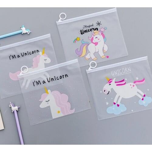Unicorn Party Favors Cute Animals Pencil Case Bts Transparent PVC Cosmetic Bag For Girl Kids Birthday Christmas Guest Gifts