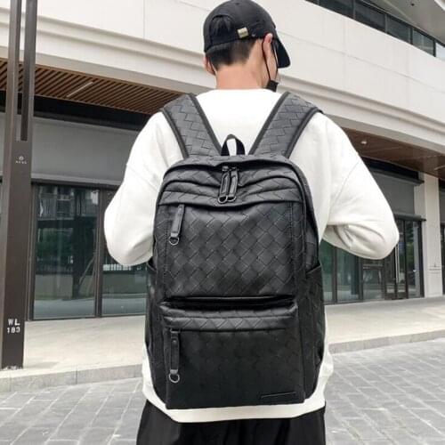 Sac A Dos 2021 Luxury Big Backpack Black School Waterproof Bag Pack Trendy Woven Large Pu Leather Rucksacks Mens Laptop Bags