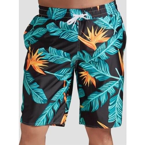Sbart Printed Casual Loose Men Swimming Board Shorts Knee Length Male Beach Trunks Trousers Bathing Suits Quick Drying 2019 EO