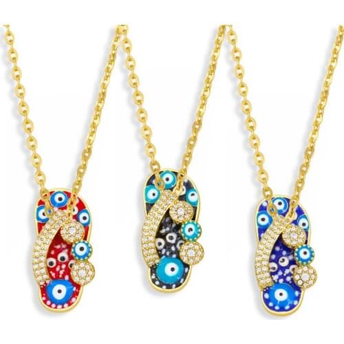 Flip-flops Necklace for Women Clavicle Chain Slippers Pendant Necklaces with Cubic Zircon Fashion Wedding Jewelry Accessories