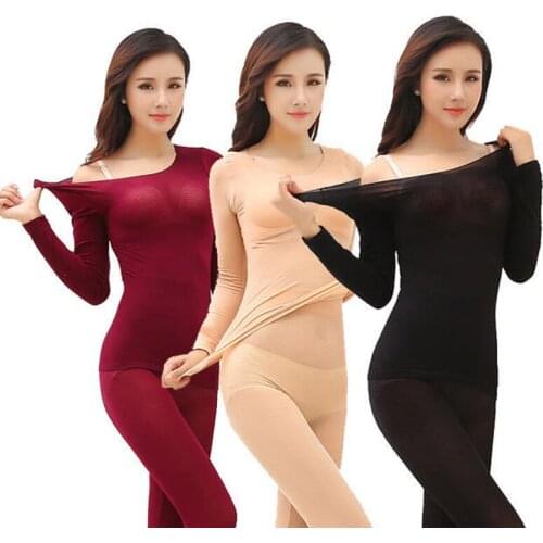 Factory direct 37 degree constant temperature heating fiber underwear womens autumn and winter thermal underwear ultra thin bod
