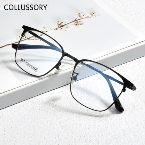 Titanium Men Glasses Frame Square Eyeglasses Frames Business Optical Mens Glasses Frames Prescription Simple Light Eyewear Gold