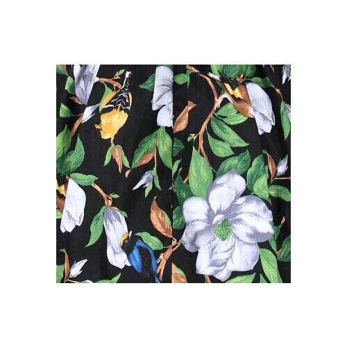 LEO&LIN Restoring Peony Birds Printing Garment Micro Elastic Satin Patchwork Cotton Fabric Tissus 50cm
