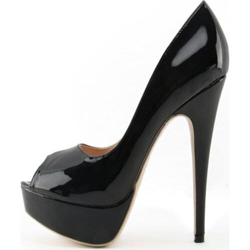 Fashion Platform Peep Toe Pumps Slip On Apricot Black Heel 14 cm Hot Sell Woman Dress Runway Party Wedding Shoes Free Ship