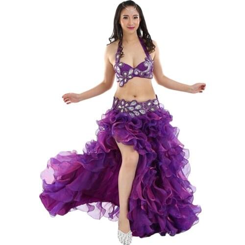 Adult Lady women Oriental Belly Dance Costume Set 2pcs/3pcs Bra Belt Chiffon Skirt Belldance Performance Bellydancing Wear