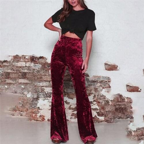 Women Loose Casual Wide Leg Pants Femlae Flared Pants Bell Bottoms-High Wais Solid Color Pants