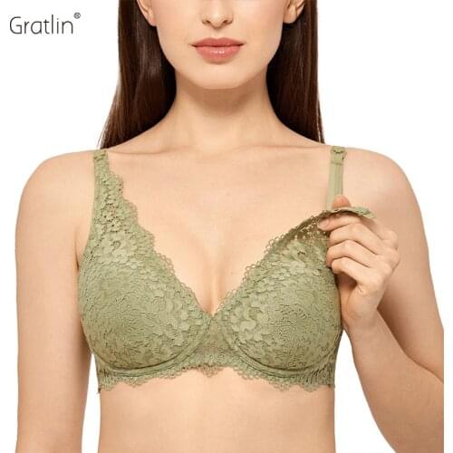 Womens Plus Size Maternity Nursing Bra Lace Padded Wirefree Breastfeeding Bralette