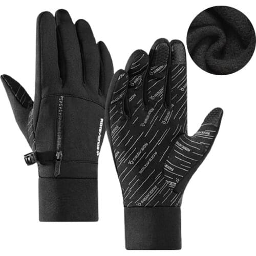 Winter Outdoor Cycling Gloves Full-Finger Touch Screen Waterproof Non-Slip Plus Velvet Soft Warm Sports Gloves