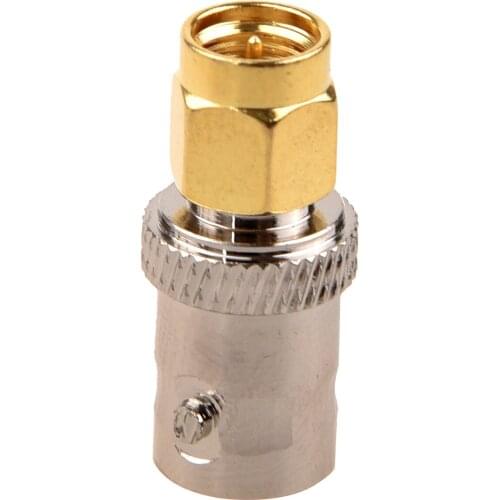 Gold Tone SMA Male to Silver Tone BNC Female Connector Adapter