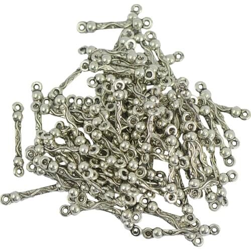 100pcs Tibentan Silver Straight Bar Connectors Charms Jewelry DIY Findings