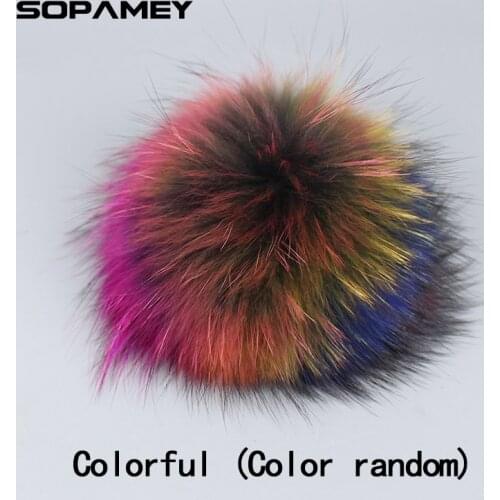 15CM Big Real Raccoon Fur Pompons for Hat Cap Natural Fox Fur Pompom beanies Skullies Scarves keychain Accessories Bone Gorro