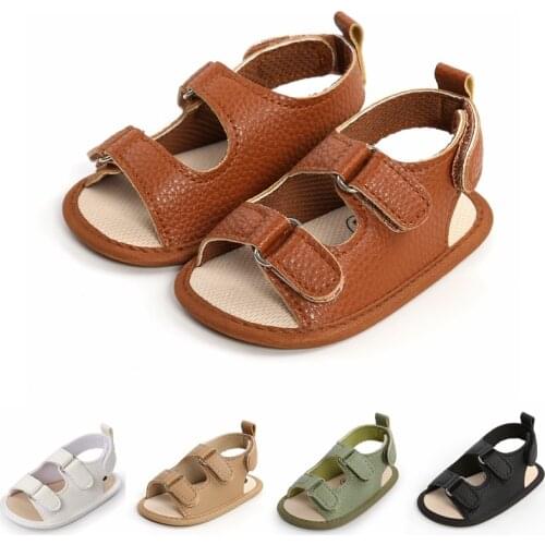 2021 Newborn Infant Baby Boys Girls Leisure Shoes Solid Toddler Summer Sandals PU Leather Non-slip PU Shoes 0-18 M