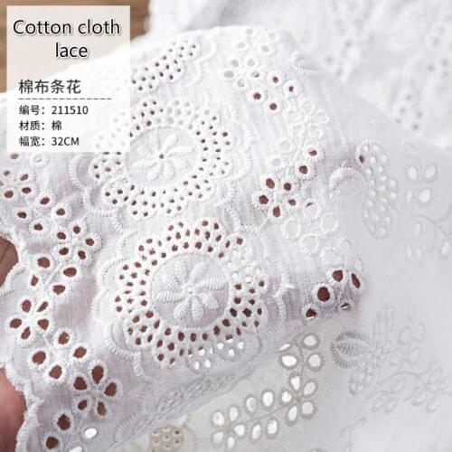 3Y-5Yard/Lot Width 32CM Cotton Cloth Embroidered Lace Fabrics Womens Clothing Dress Diy Lace Trim Home Textile Accessories
