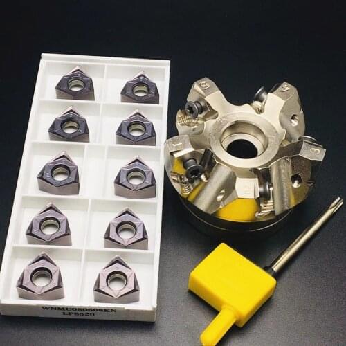 90 degree MFWN90100R MFWN90050R double-sided hexagonal plane heavy cutting milling cutter with WNMU080608 milling insert
