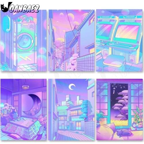 Anime Diamond Painting Moon Cross Stitch Embroidery Game Console 5D Diy Mosaic Kit Hand-Inlaid Craft Gift Design Home Decoration