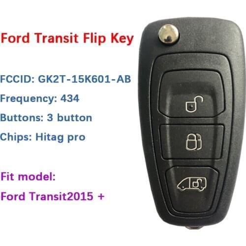 CN018097 Aftermarket 3 Button Ford Transit Flip Remote Key With 434MHz 49 Chip HITAG Pro Chip FCCID GK2T-15K601-AB