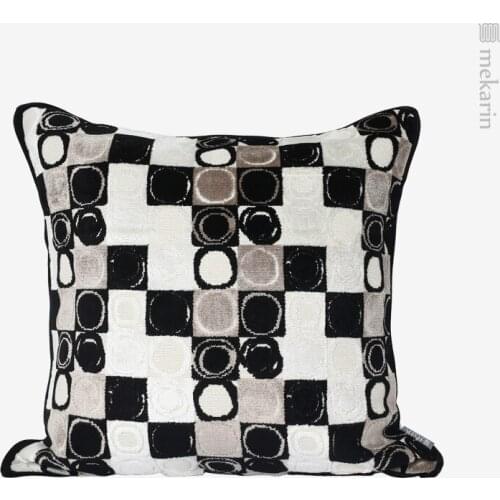 Nordic living room sofa cushion black and white car pillow flocking cushion cover office cushion high-end home decoration