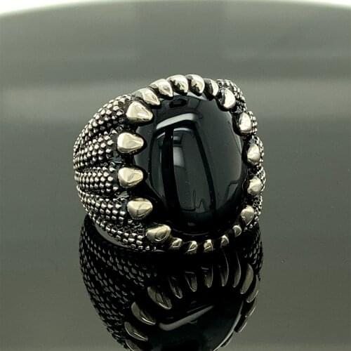 Mens Handmade Ring, Black Onyx Gemstone Ring , Claw Ring , 925k Silver Men Jewelry, Men Vintage Ring , Gift for Fathers Day