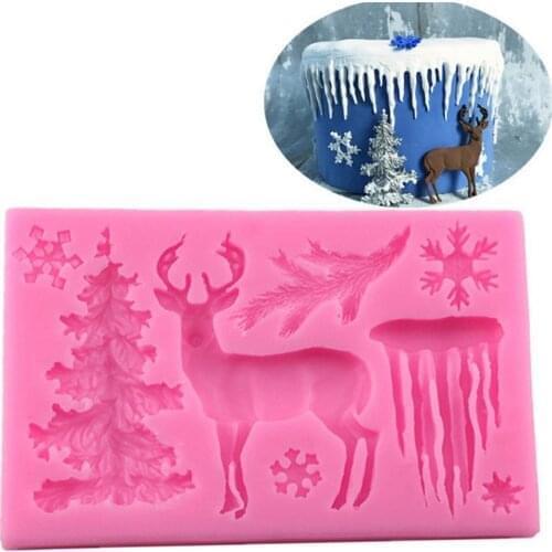 For Christmas Tree Deer Silicone Fondant Mould Cake Sugarcraft Chocolate Baking Mold
