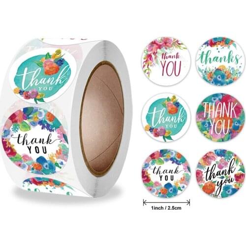 50-500pcs Beautiful Garland Gift Box Envelope Packaging Seal 1inch Thank You Sticker Label DIY Gift Wedding Decoration Labels
