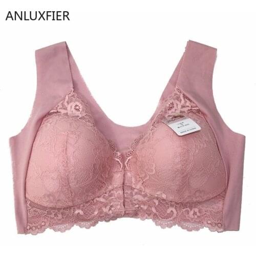 H9678 Full Cup Bra Lingerie Women Comfortable Sexy Lace Underwear Front Buckle Non-adjusted Straps No Steel Ring Breathable Bras