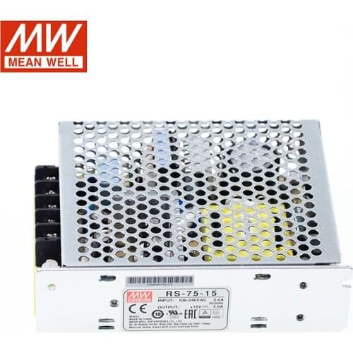 MEAN WELL RS-75-15 75W 15V Switching Power Supply 110V/220V AC to 15V DC 5A Power Unit 5G Viberation Transformer