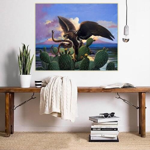 Citon《Eagle on the nopal》Canvas Oil Painting World Famous Artwork Poster Picture Wall Decor Modern Home Living room Decoration